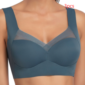 Receiving Breast Bra Without Steel Ring Ladies Vest Underwear (Option: Dark green-XL-3PCS)