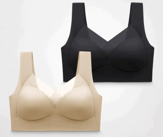 Receiving Breast Bra Without Steel Ring Ladies Vest Underwear (Option: Black and color-M-2PCS)